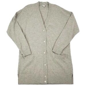 Gap~Woman Size L~Gray Long Delves Button-Up Sweater Cardigan, Pockets Wool Blend